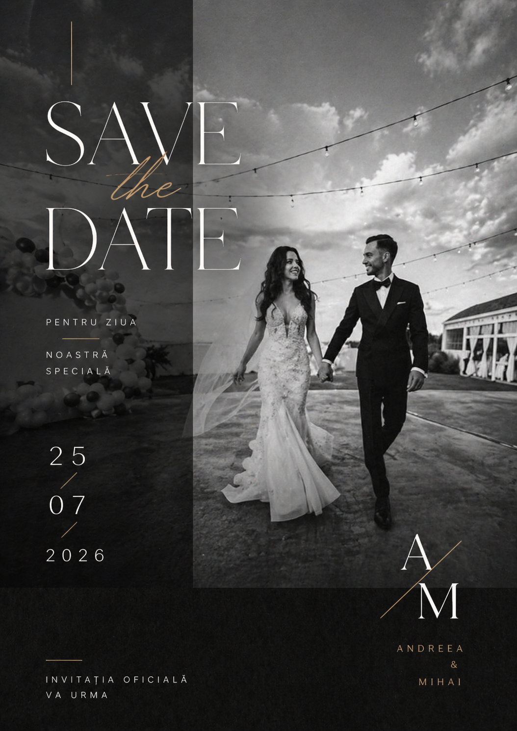 Save the Date Noir Monogram